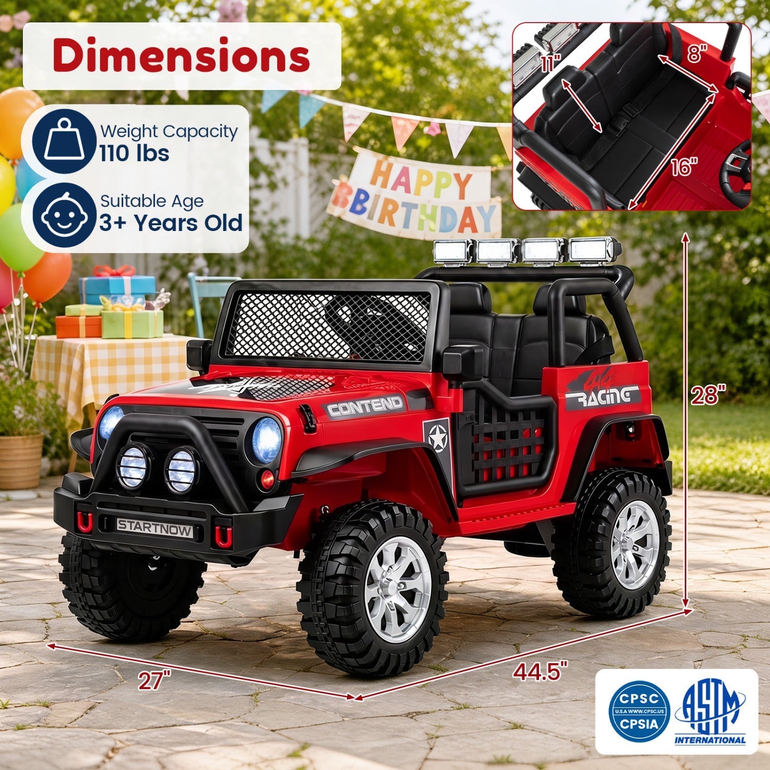 12V Electric Kids Ride On Car 2-Seater with Remote Control