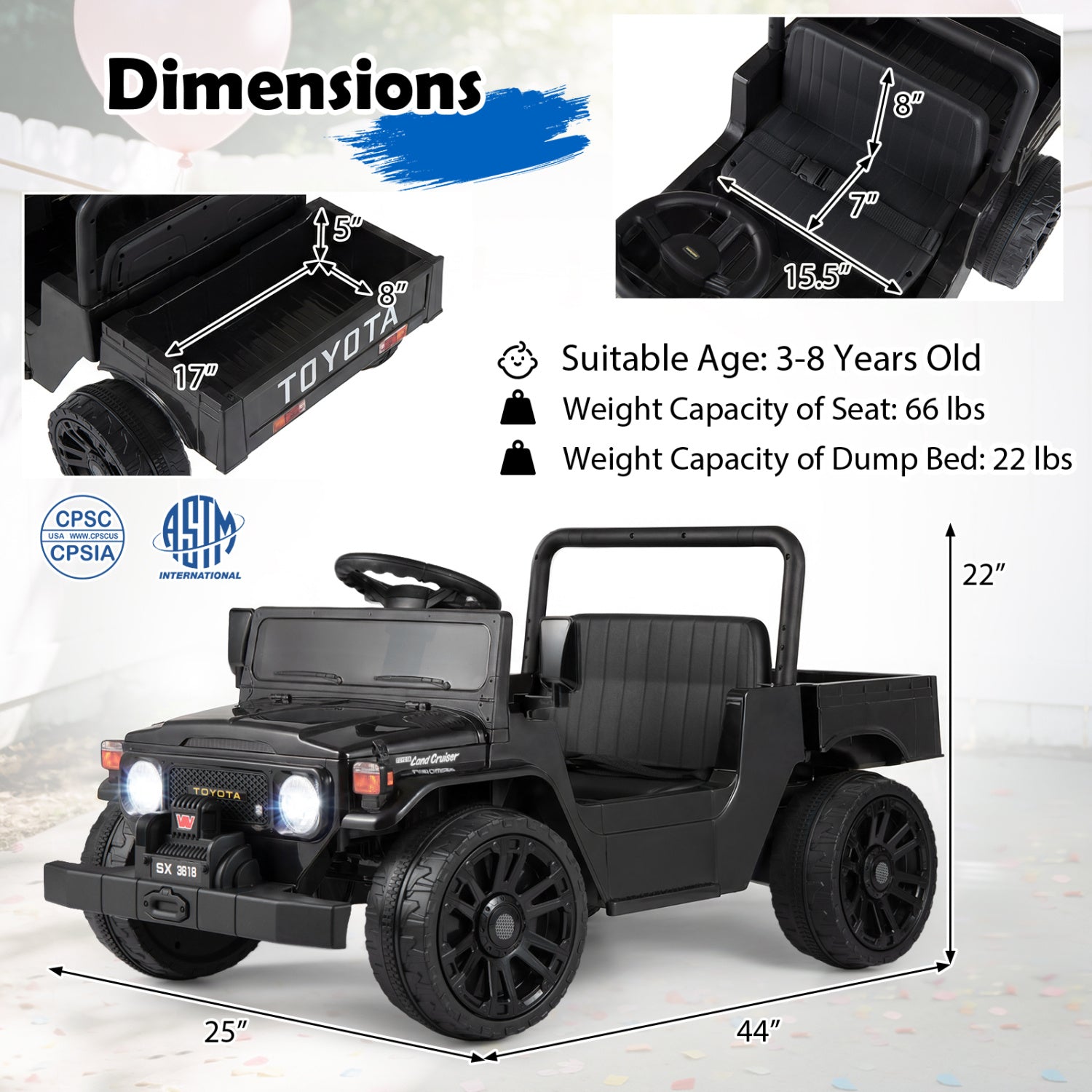 12V Electric Ride On Truck with Dump Bed and Remote Control