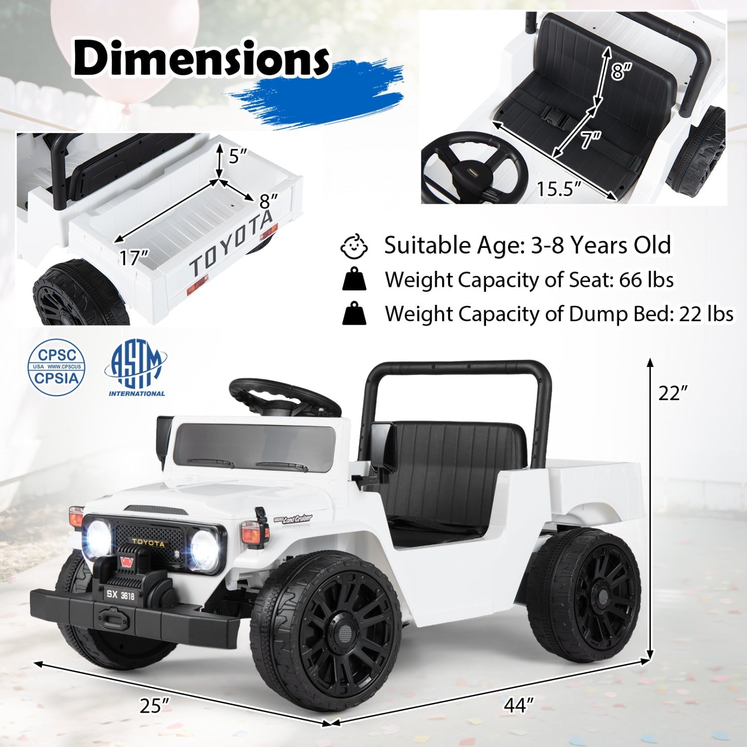 12V Electric Ride On Truck with Dump Bed and Remote Control
