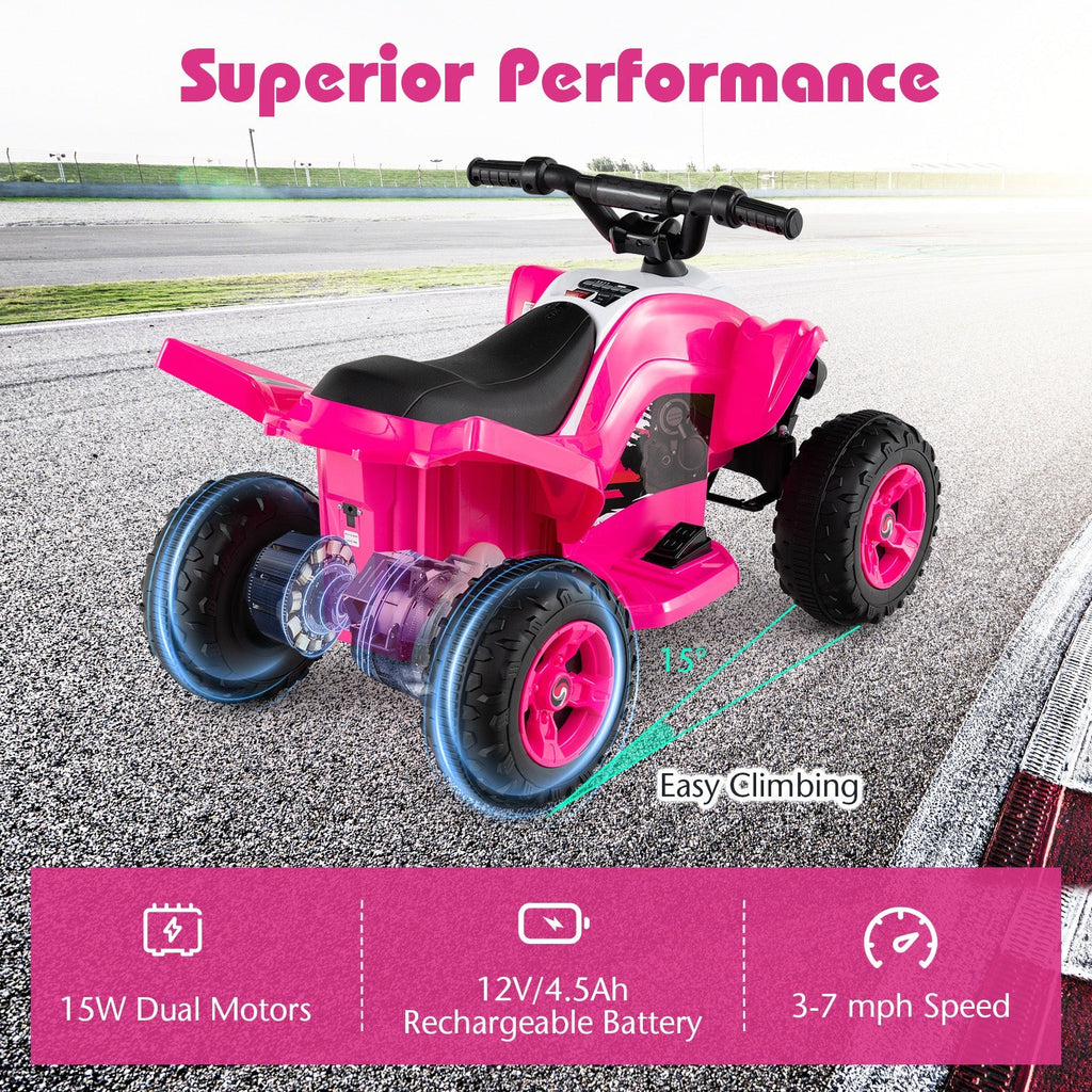 12V Kids Ride On ATV 4-Wheeler Quad with LED Lights and 7 mph Max Speed