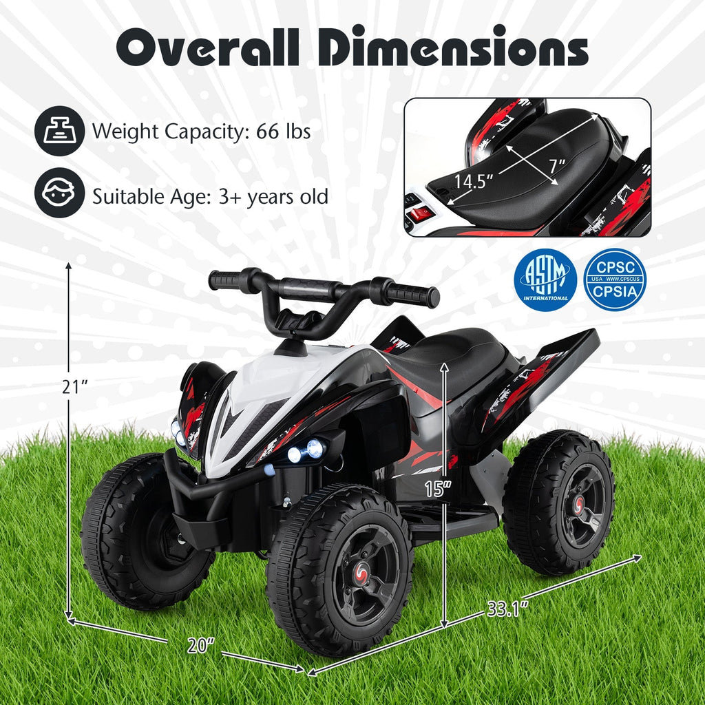 12V Kids Ride On ATV 4-Wheeler Quad with LED Lights and 7 mph Max Speed