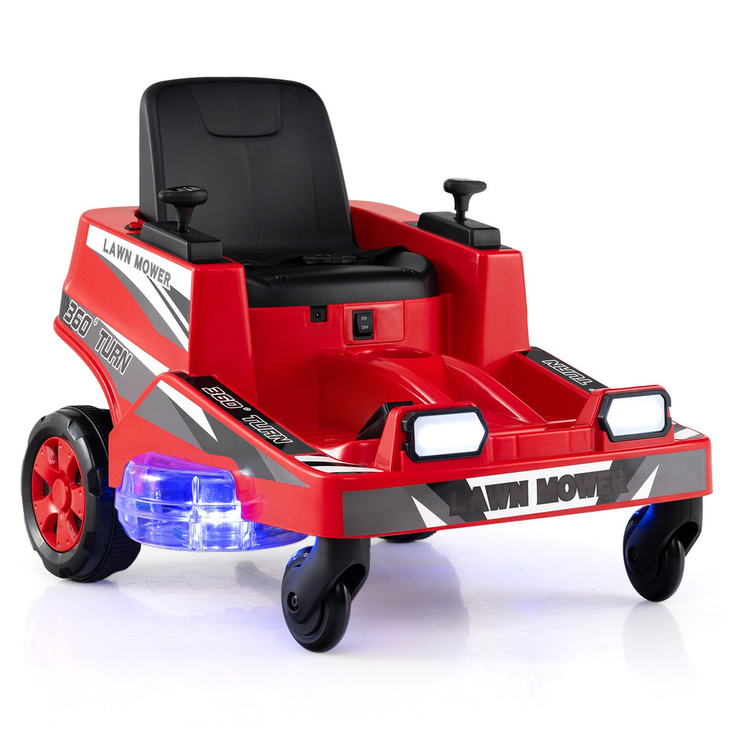 12V Ride on Lawn Mower for Kids with Dual Control Sticks and LED Lights