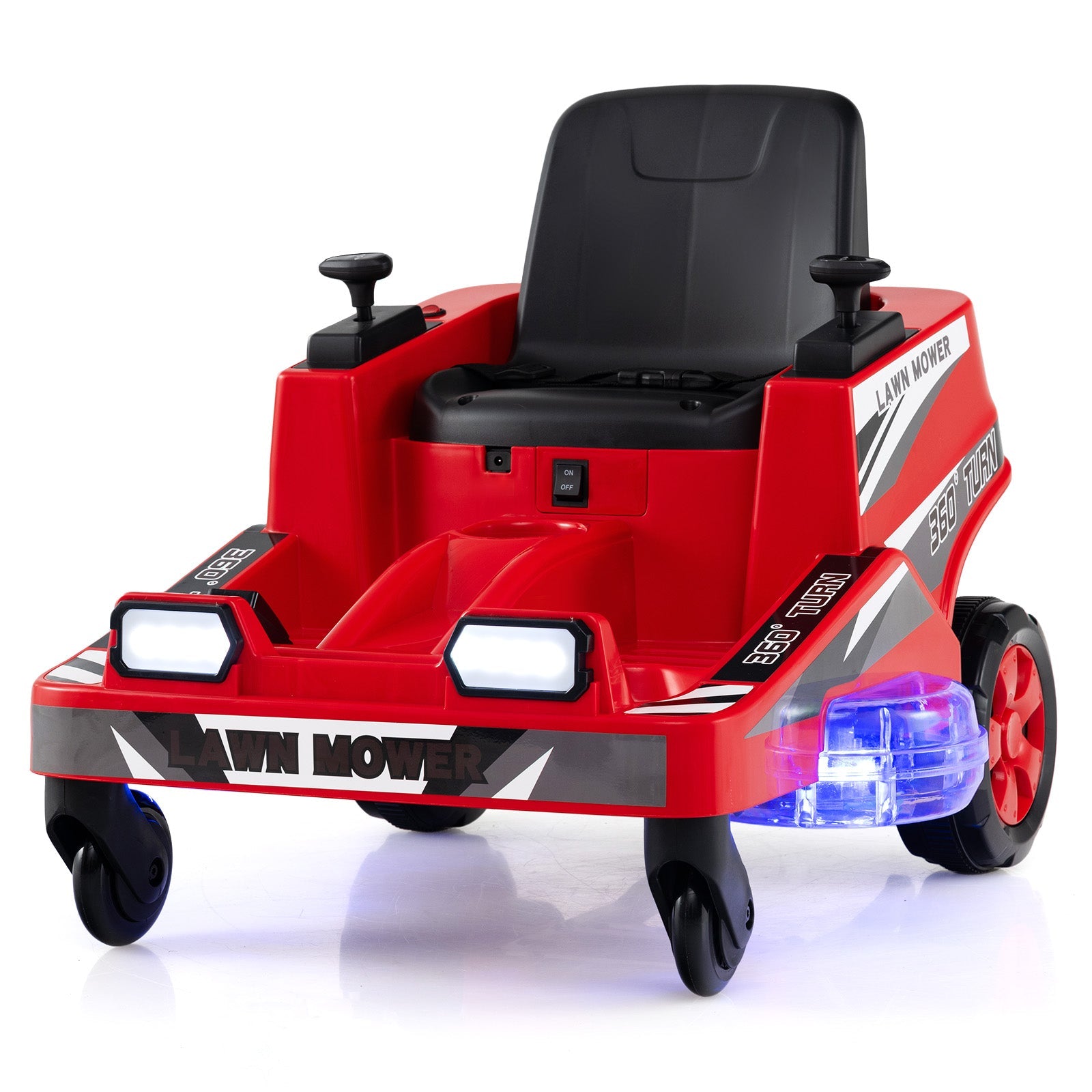 12V Ride on Lawn Mower for Kids with Dual Control Sticks and LED Lights