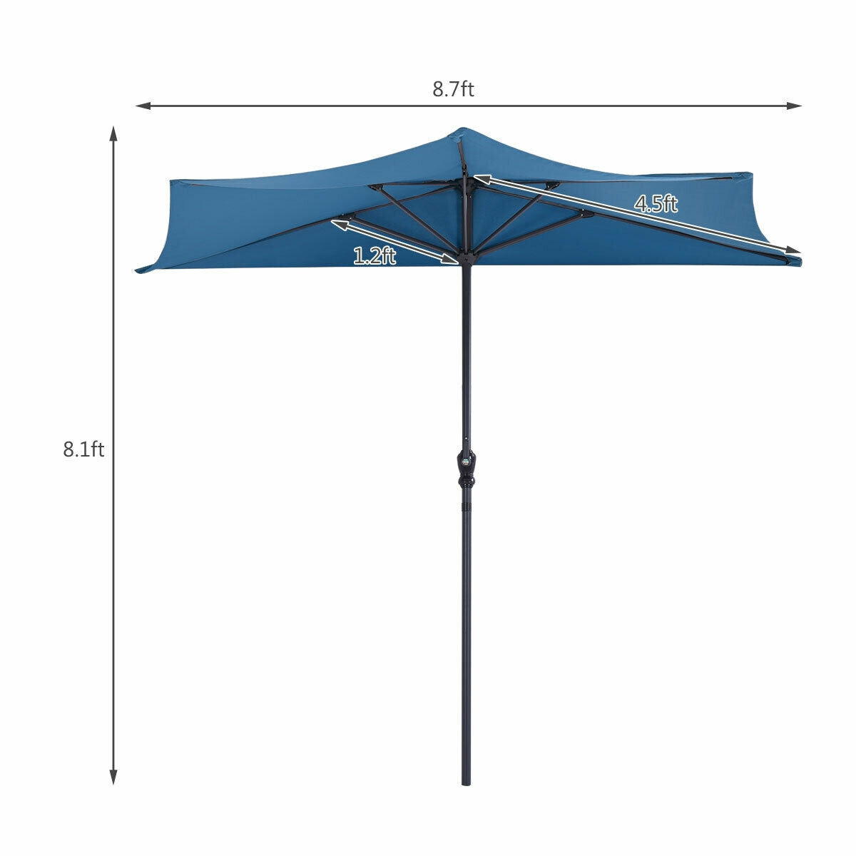 9Ft Patio Bistro Half Round Umbrella