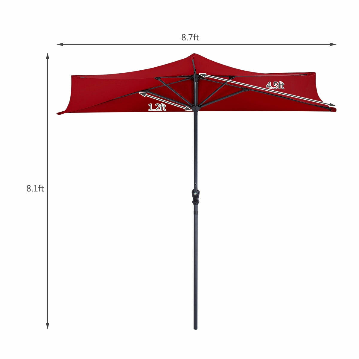 9Ft Patio Bistro Half Round Umbrella