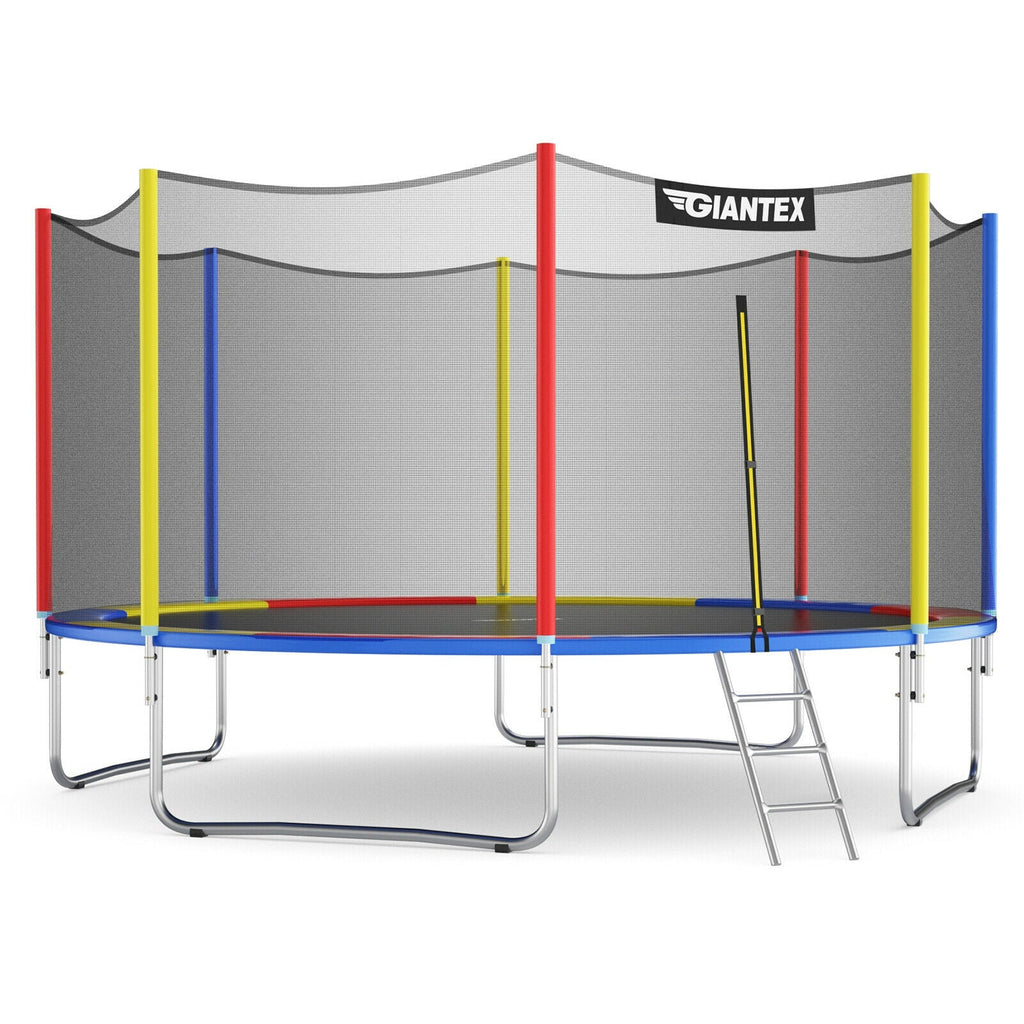 14 Feet Trampoline with Safety Enclosure Net and Ladder Outdoor for Kids Adults