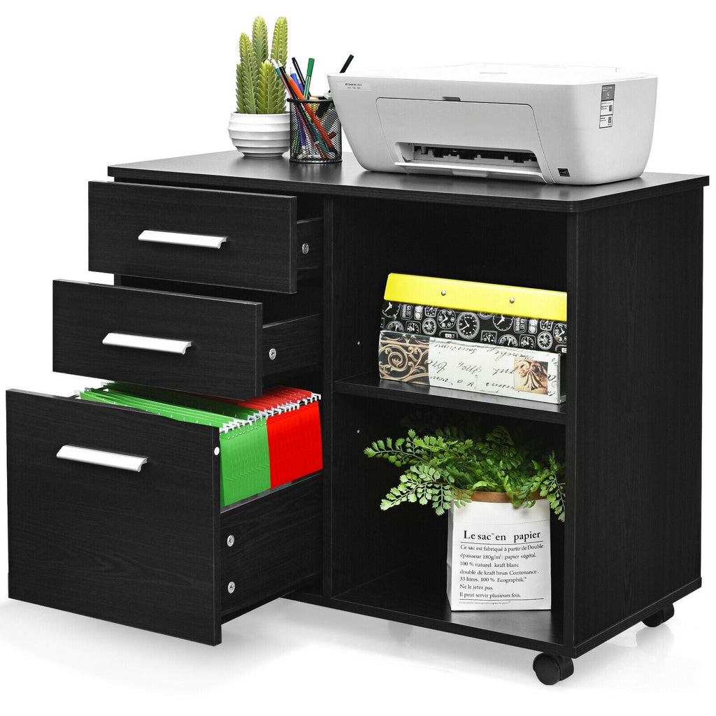 3-Drawer Mobile Lateral File Cabinet Printer Stand