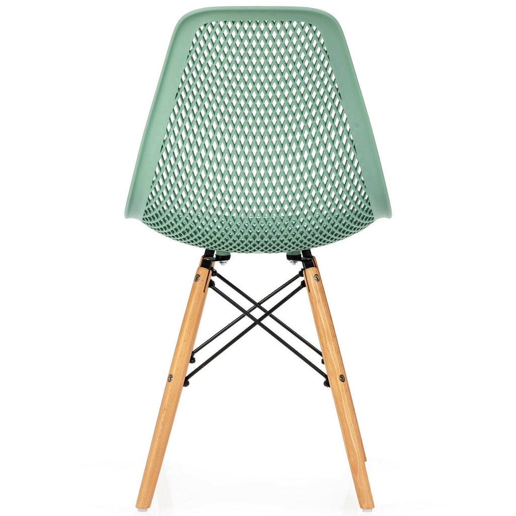 2 Pcs Modern Plastic Hollow Chair Set with Wood Leg