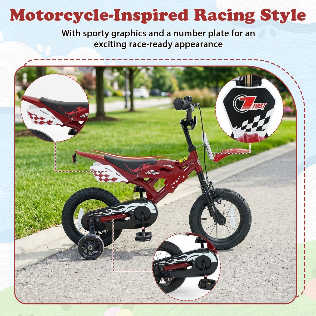 12 Inch Kids Bike with Training Wheels Ages 3-4