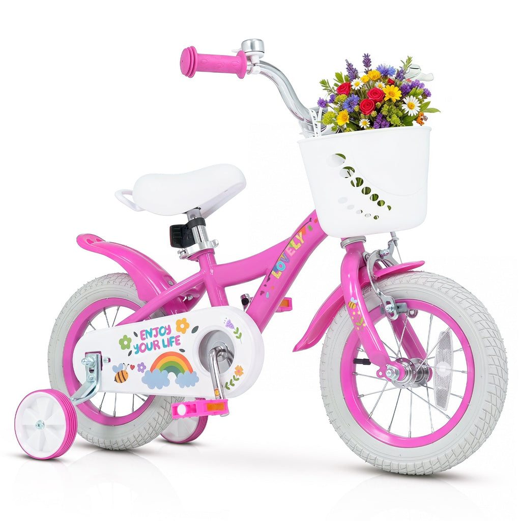 Girls Bike 12-18 Inch with Training Wheels and Basket