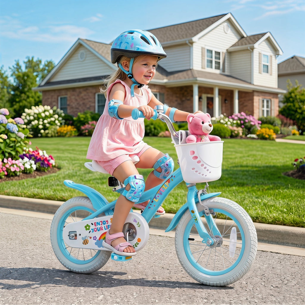 Girls Bike 12-18 Inch with Training Wheels and Basket