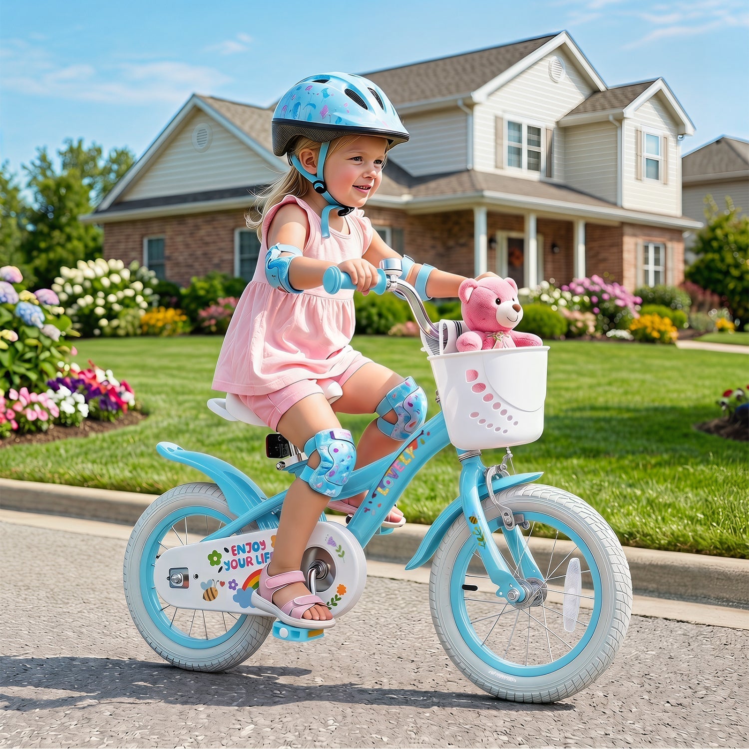Girls Bike 12-18 Inch with Training Wheels and Basket