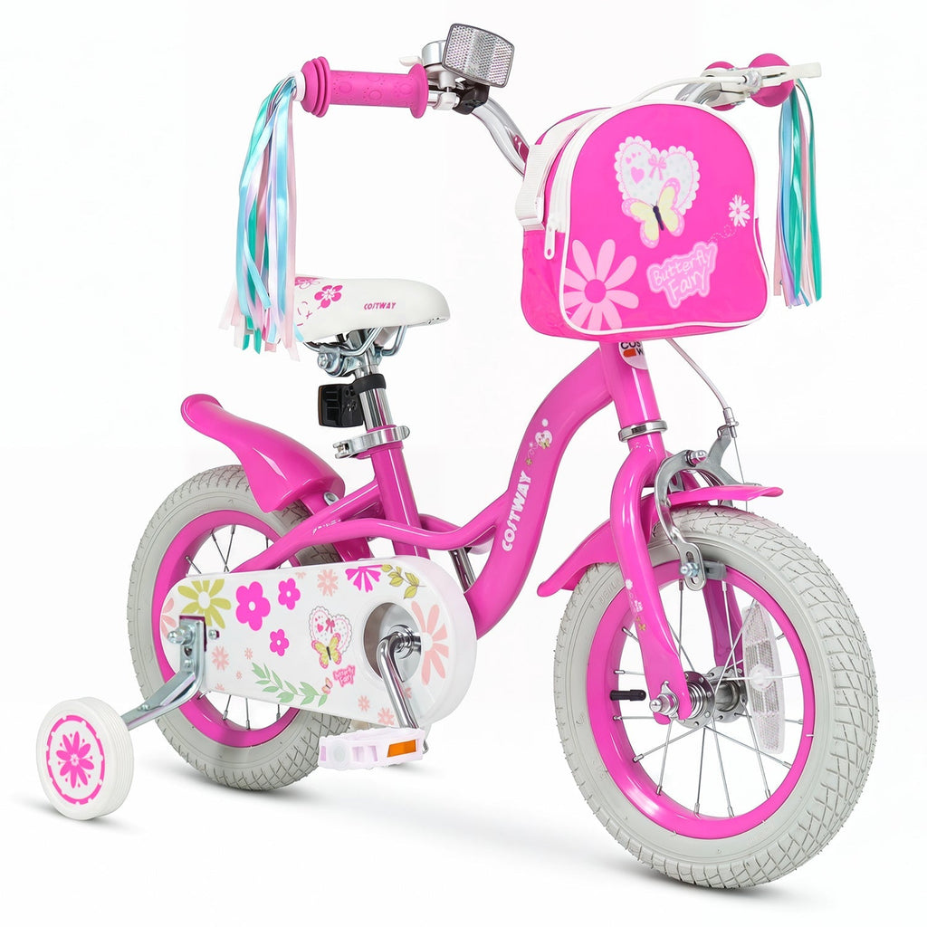 Girls Bike 12-18 Inch with Training Wheels and Front Bag