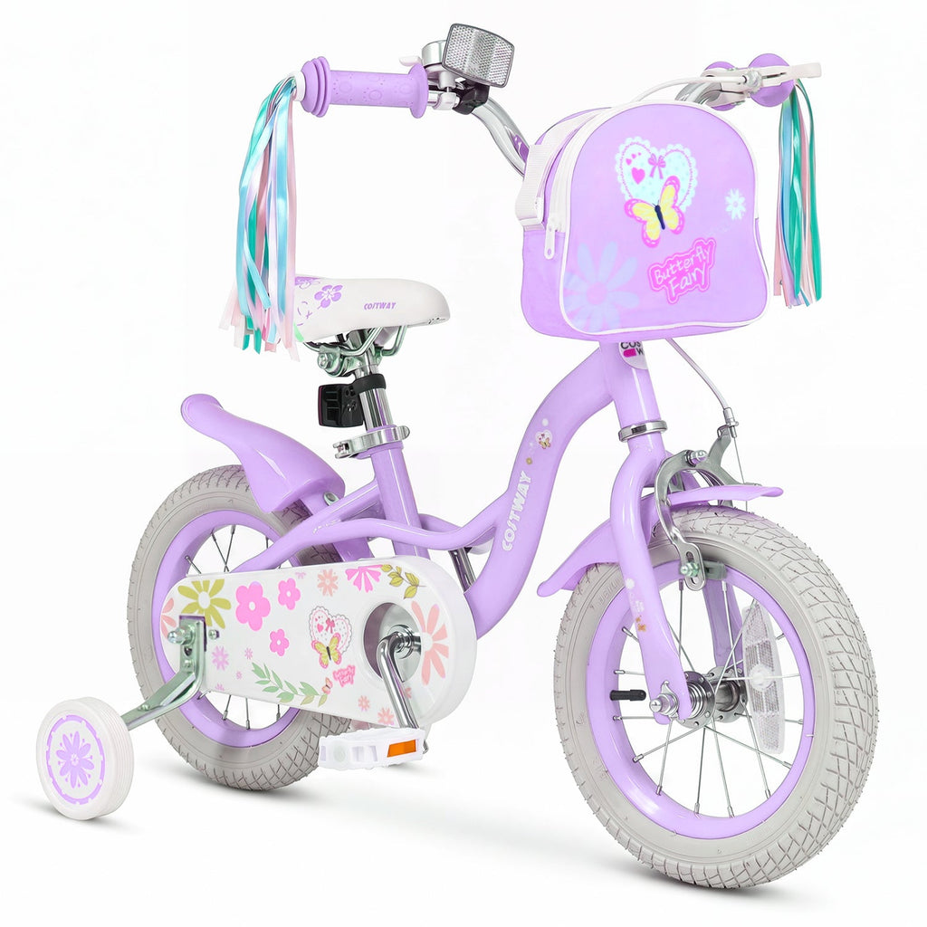12-Inch Girls Bike with Training Wheels for Ages 3-4