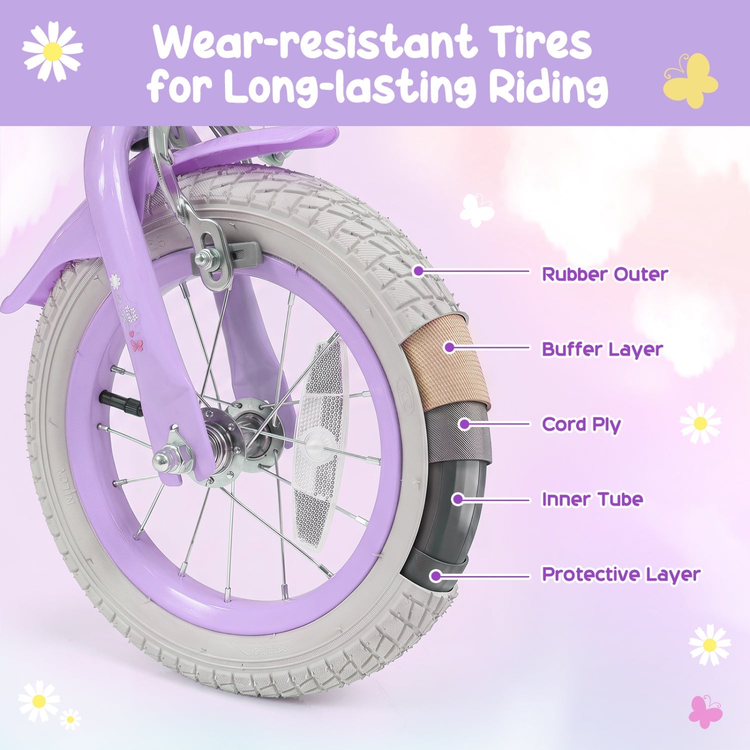 12-Inch Girls Bike with Training Wheels for Ages 3-4