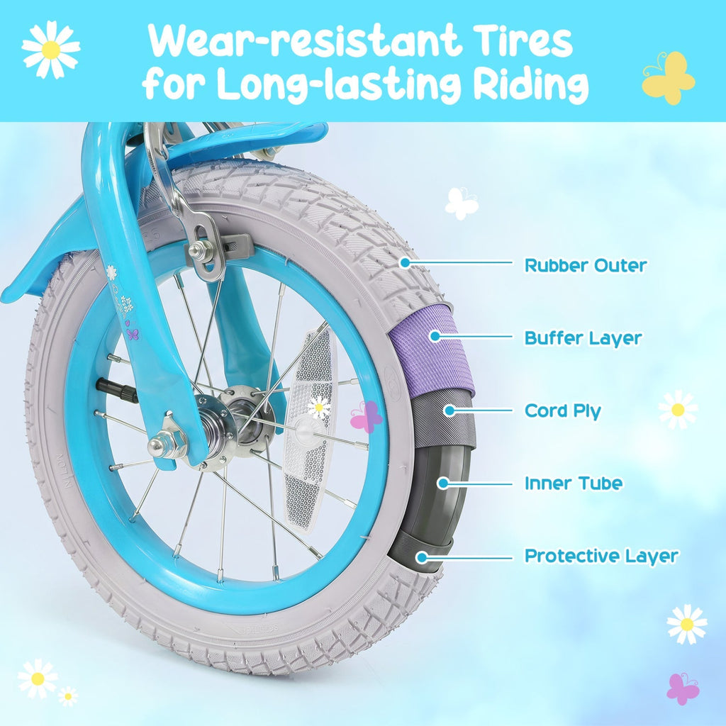 Girls Bike 12-18 Inch with Training Wheels and Front Bag