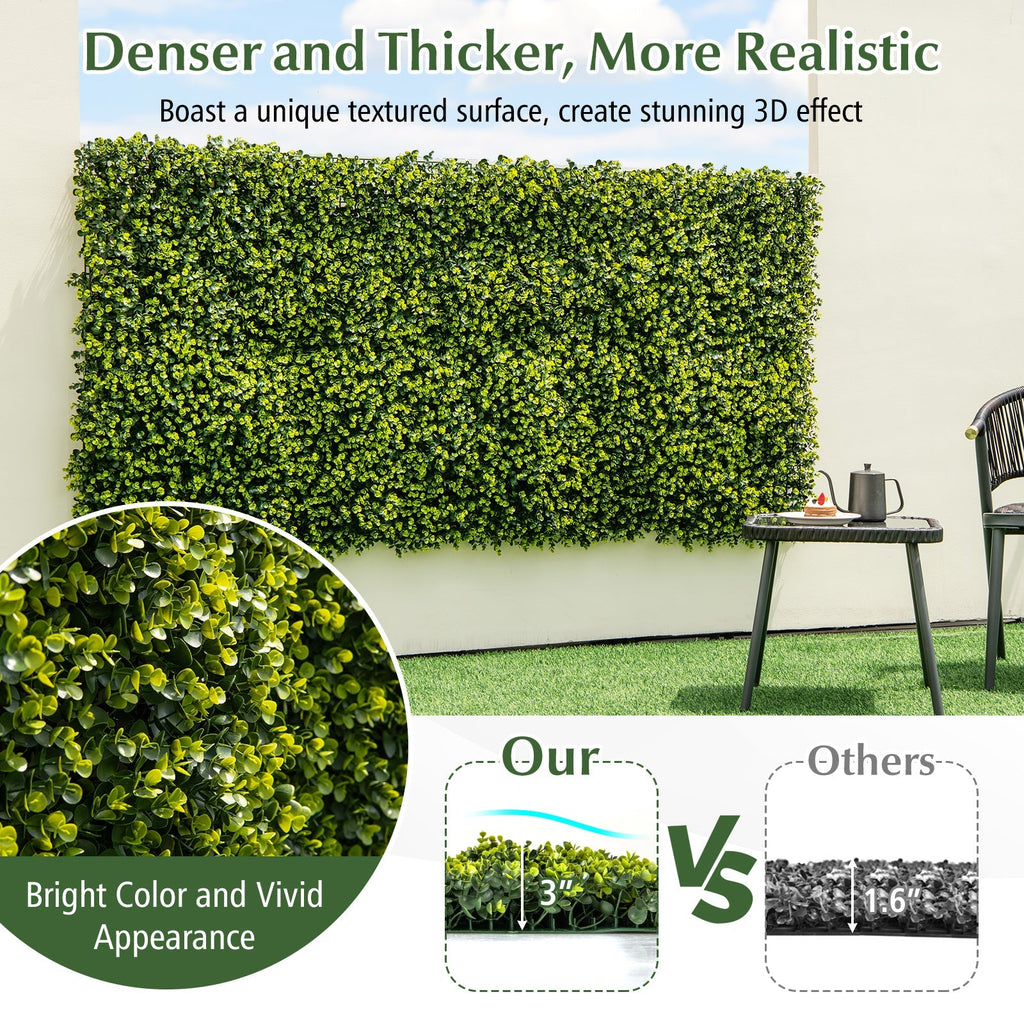 12 Pieces 20 Inch x 20 Inch Artificial Hedge Eucalyptus Panels