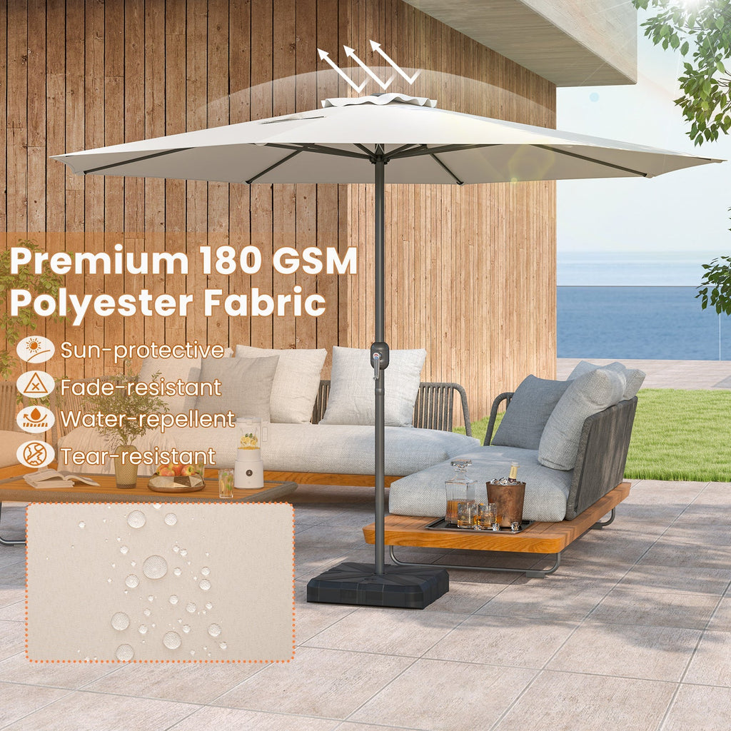 12 Feet Patio Umbrella with Crank Handle and 8 Sturdy Ribs