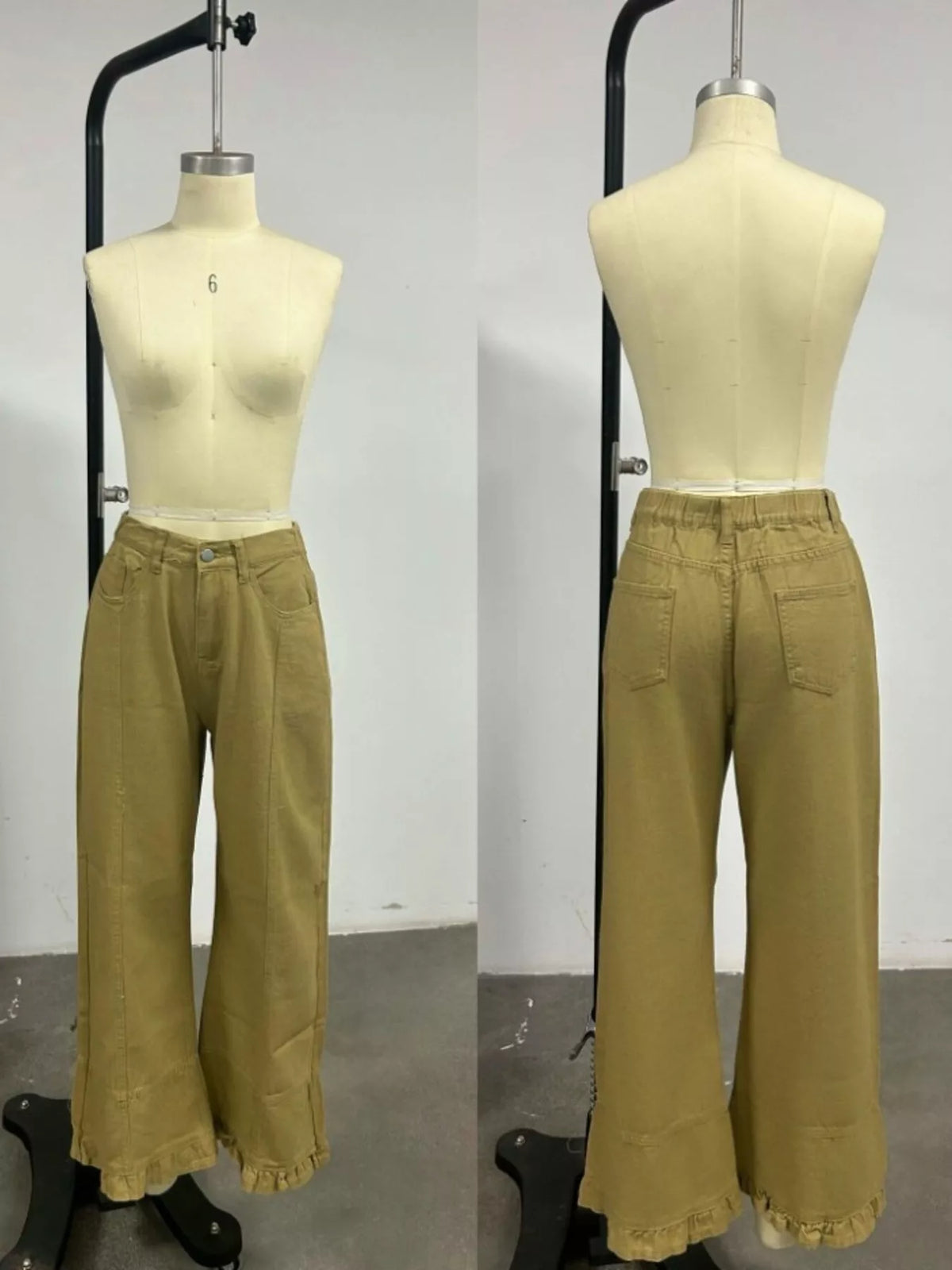 Full Size High-Waisted Wide-Leg Ruffle Hem Jeans Plus Size