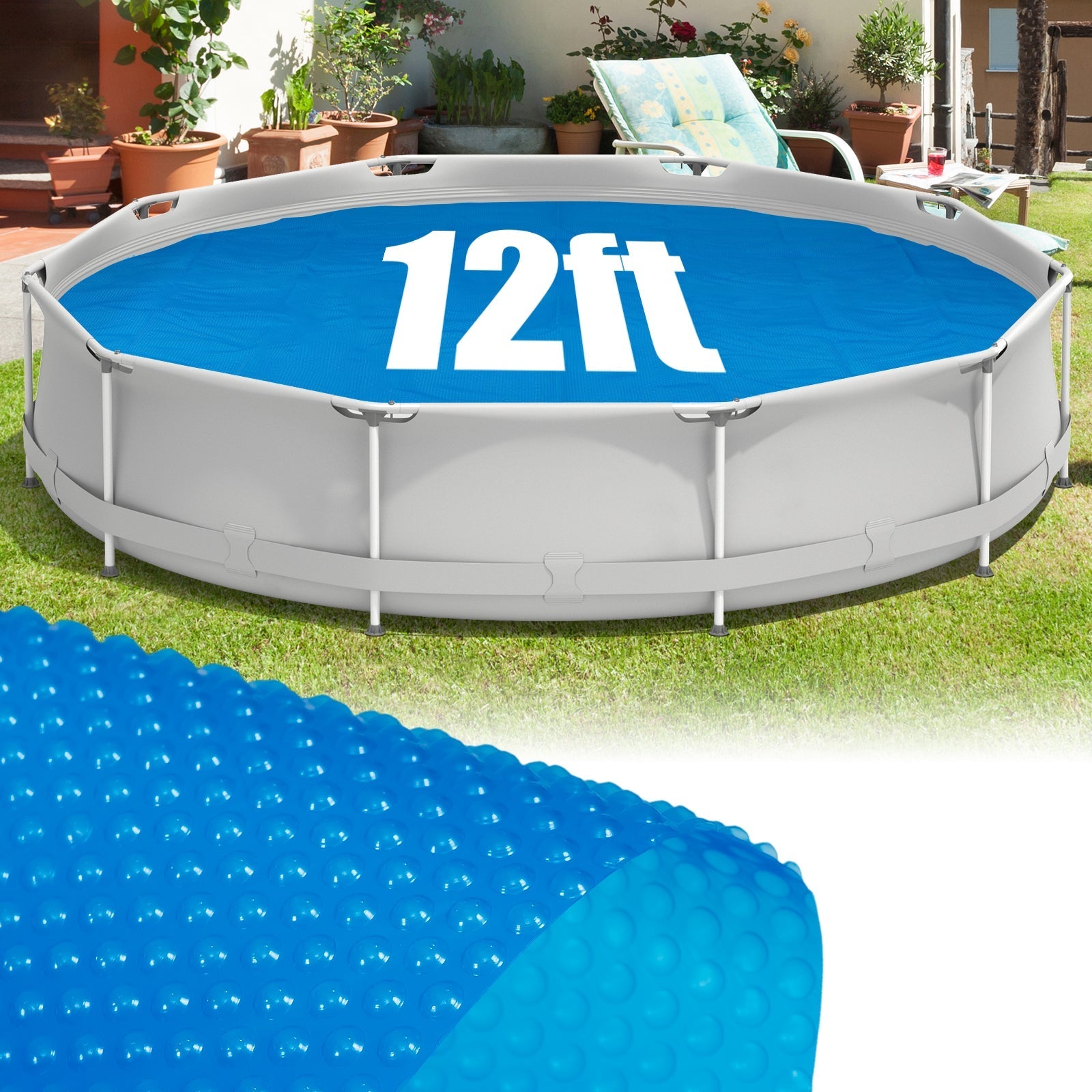 12ft x 30in Round Above Ground Swimming Pool with 12 ft Pool Cover