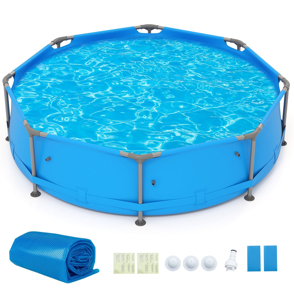 12ft x 30in Round Above Ground Swimming Pool with 12 ft Pool Cover
