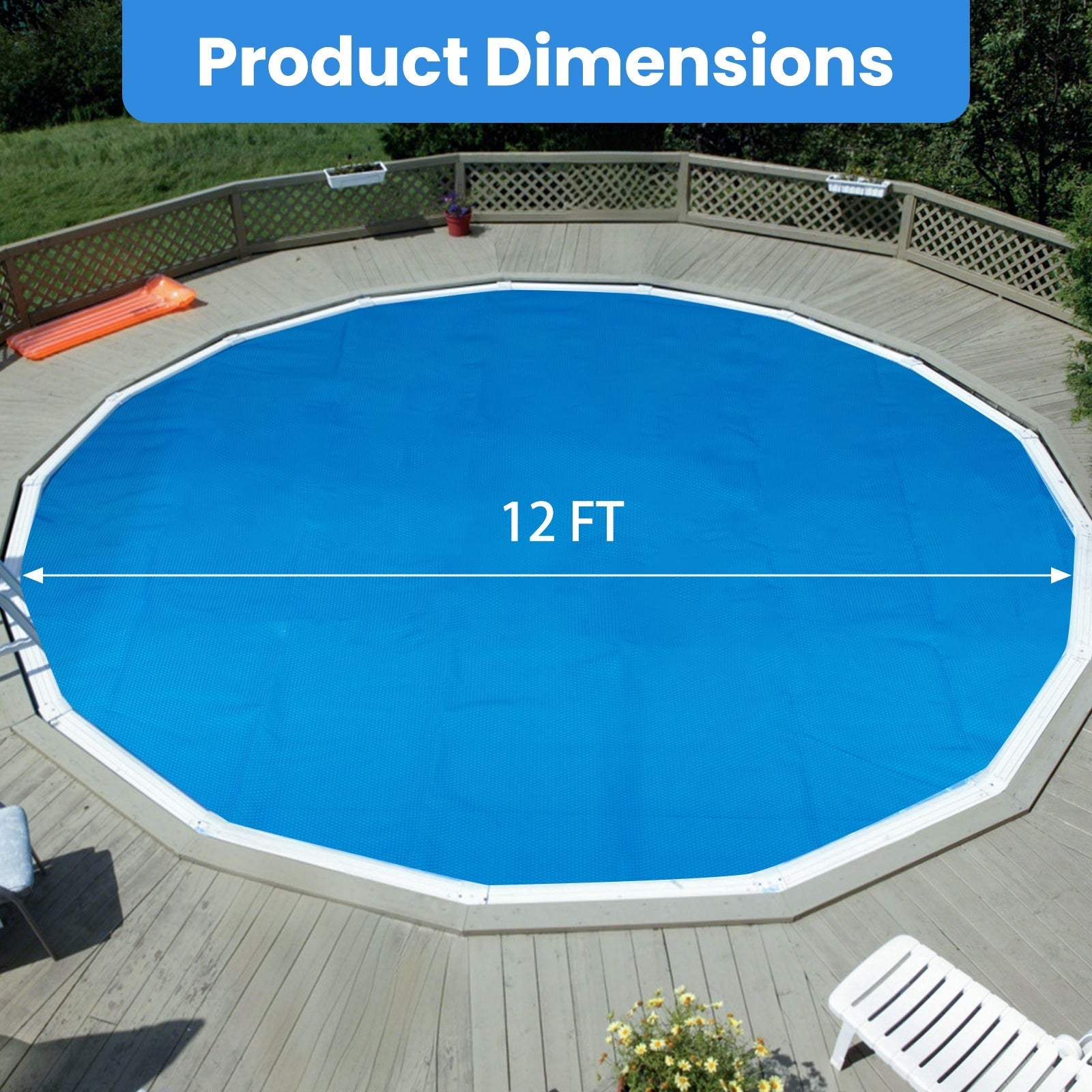12ft x 30in Round Above Ground Swimming Pool with 12 ft Pool Cover