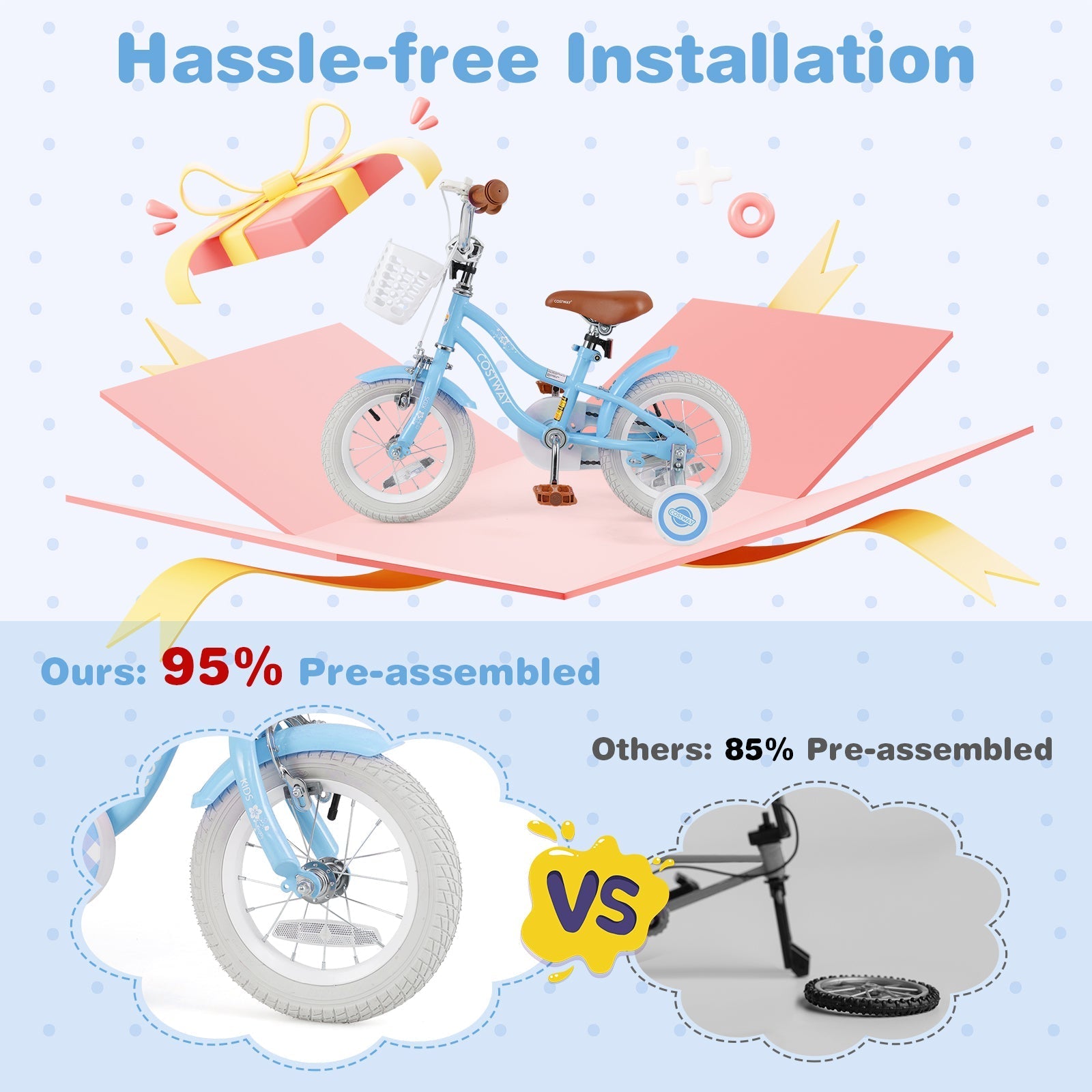 14 Inch Kids Bike with Adjustable Handlebar and Seat for 3-5 Year Old