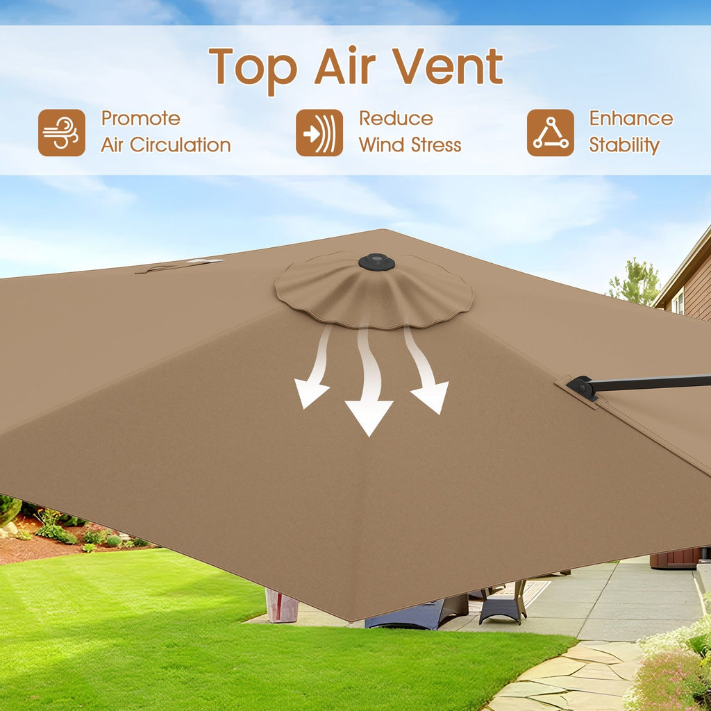 9 FT Cantilever Patio Umbrella with Vented Top and Sun-Protective Canopy