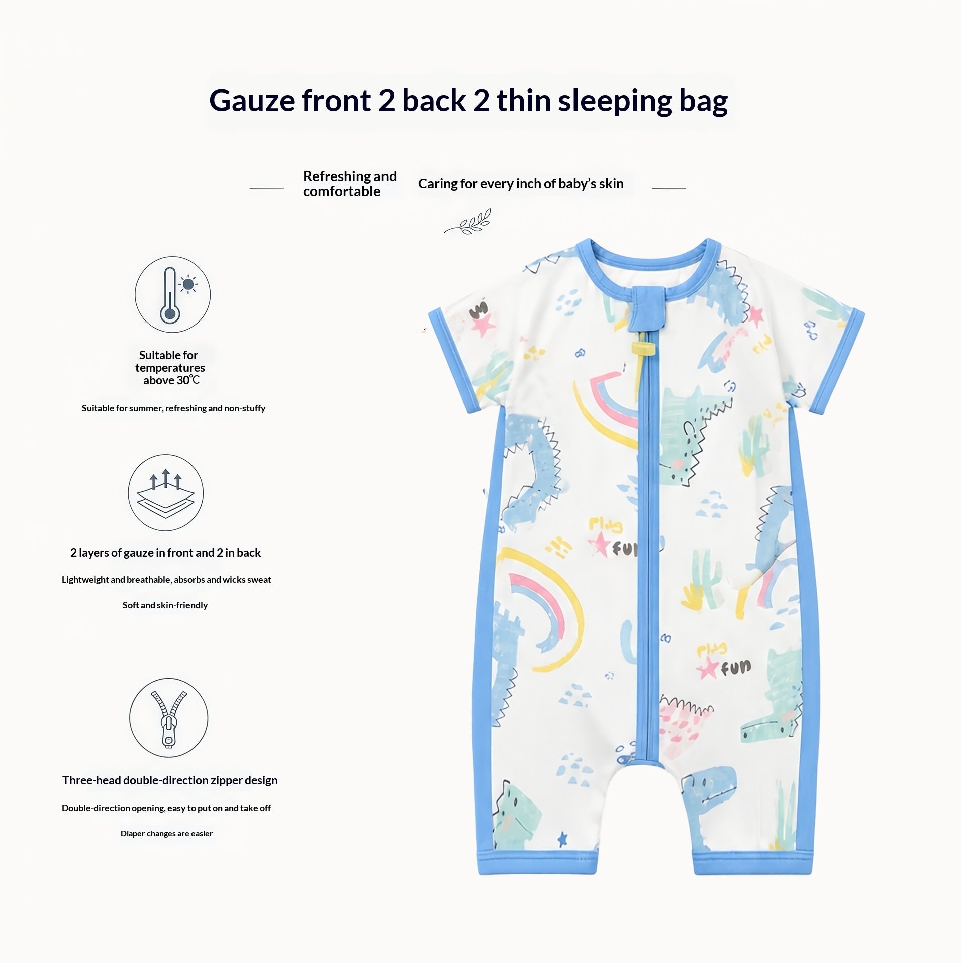 Dudu SpringSummer Lightweight Baby Gauze Sleeping Bag