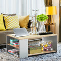 Coffee Table Sofa Side Table with Storage Shelves