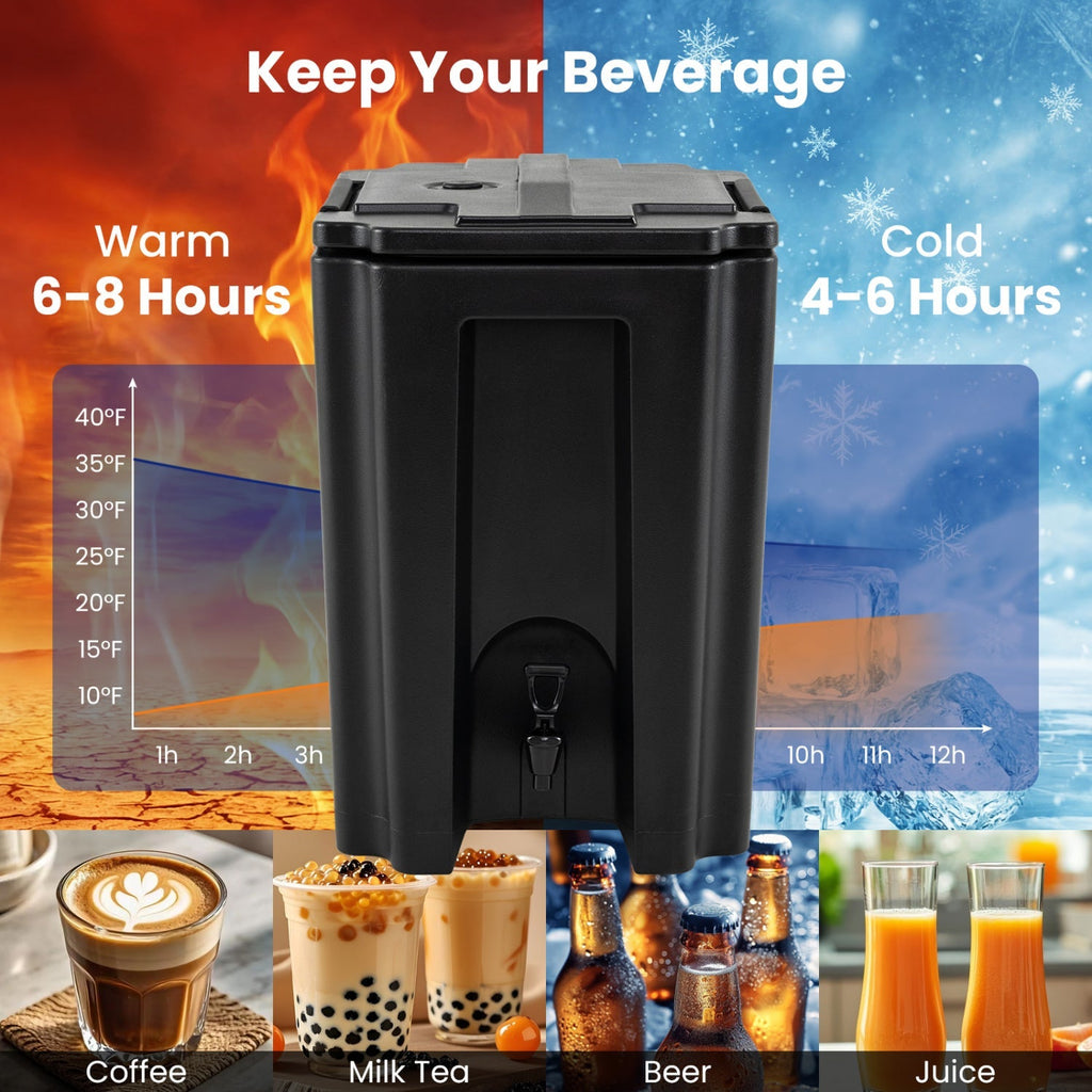 13.2 Gal Insulated Beverage Dispenser Commercial with Two-Stage Faucet