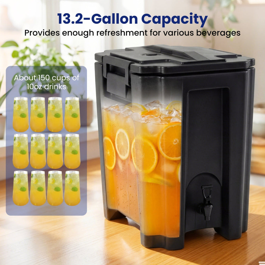 13.2 Gal Insulated Beverage Dispenser Commercial with Two-Stage Faucet