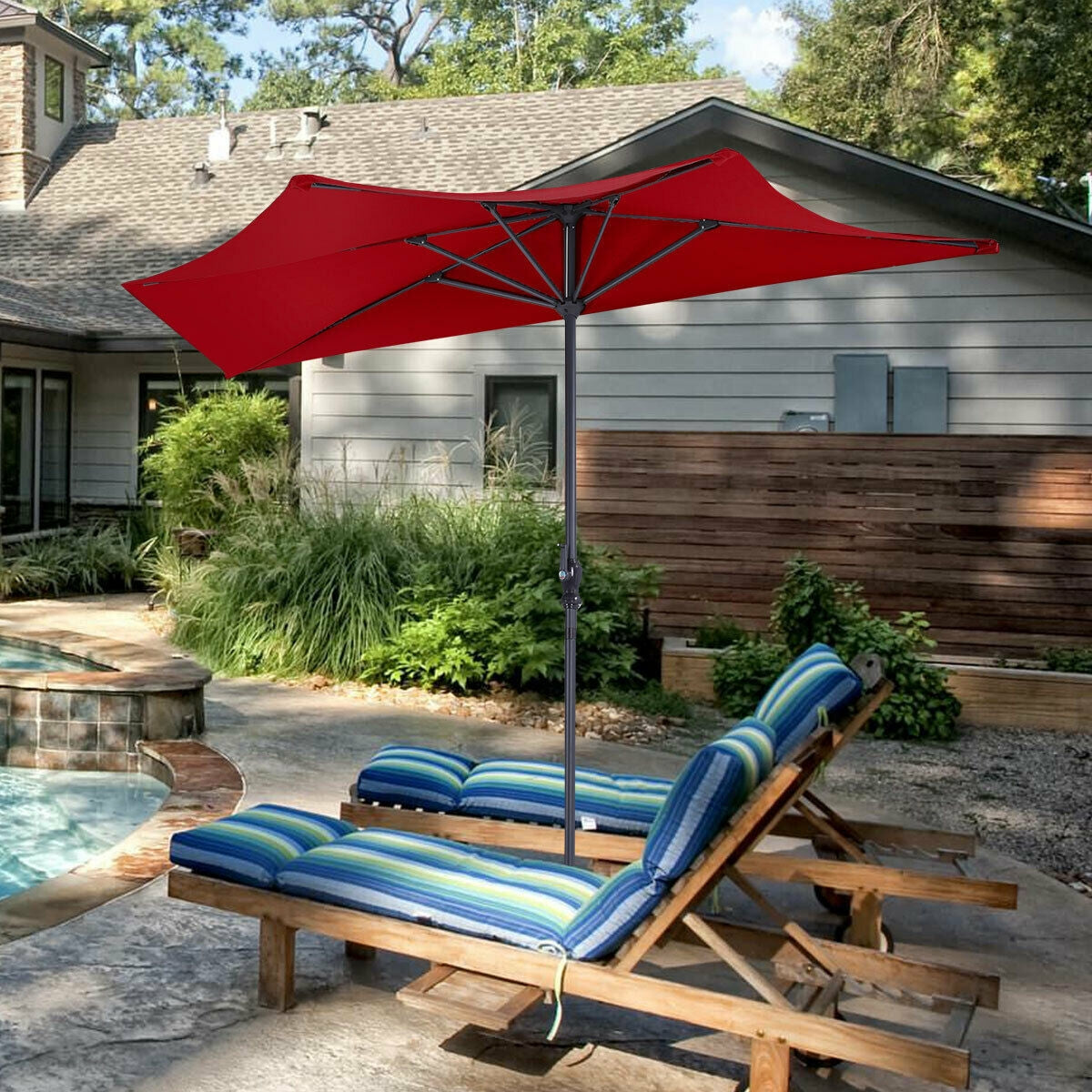 9Ft Patio Bistro Half Round Umbrella