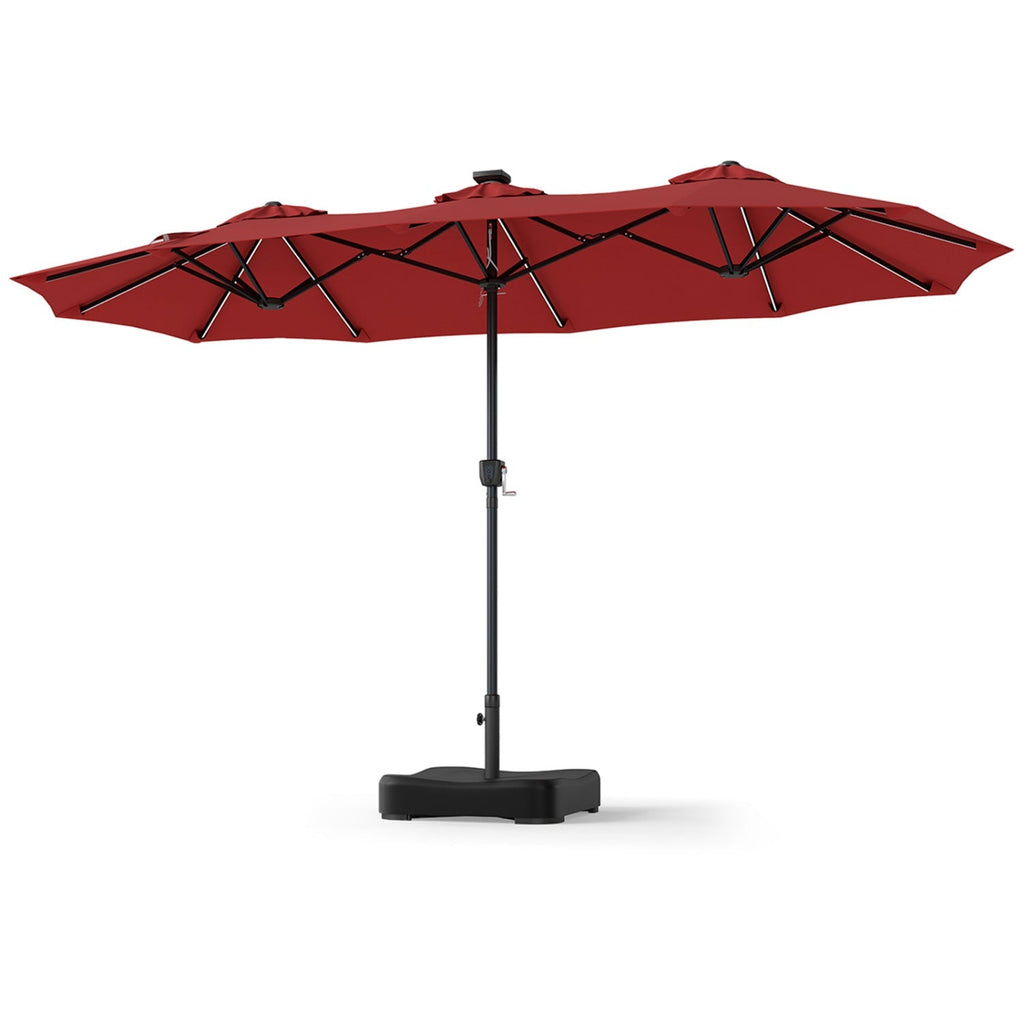 13 FT Double-Sided Patio Umbrella with 108 LED Lights & Base
