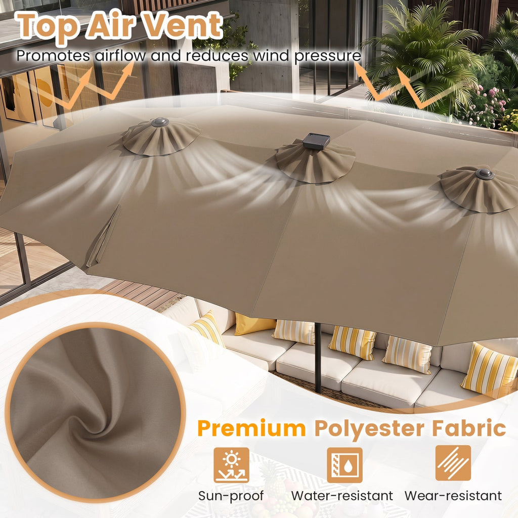 13 FT Double-Sided Patio Umbrella with 108 LED Lights & Base