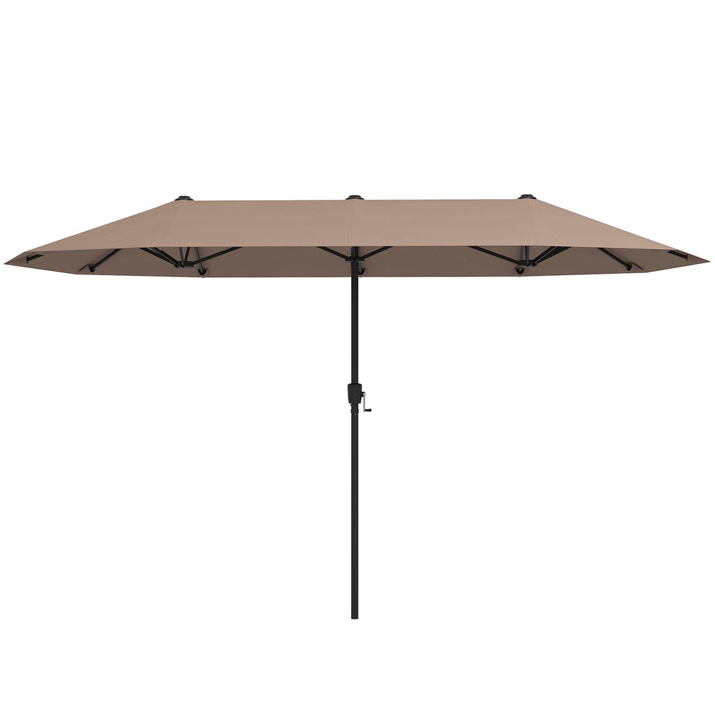 13 FT Large Patio Umbrella Outdoor Double-Sided Table Market Umbrella with Crank Handle-Beige