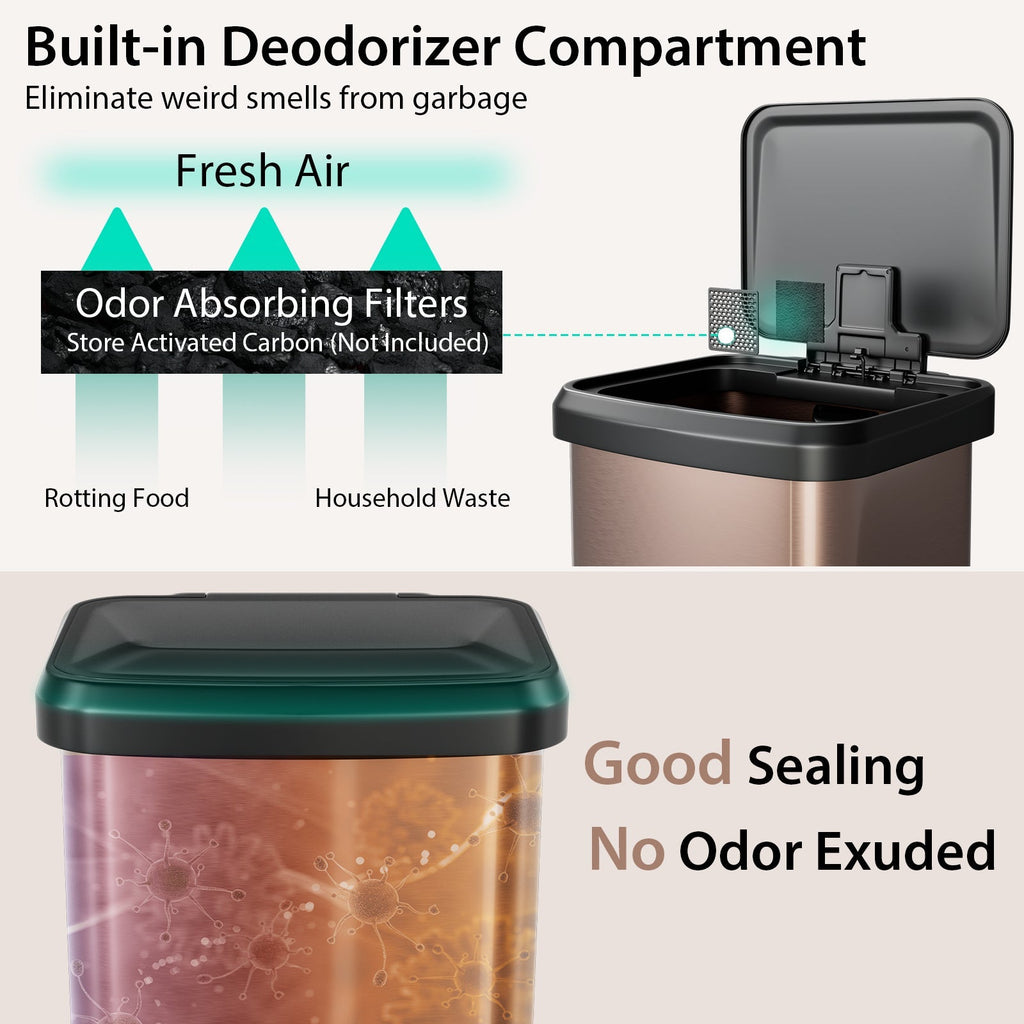 13.2 Gallon Step Trash Can with Soft Close Lid and Deodorizer Compartment