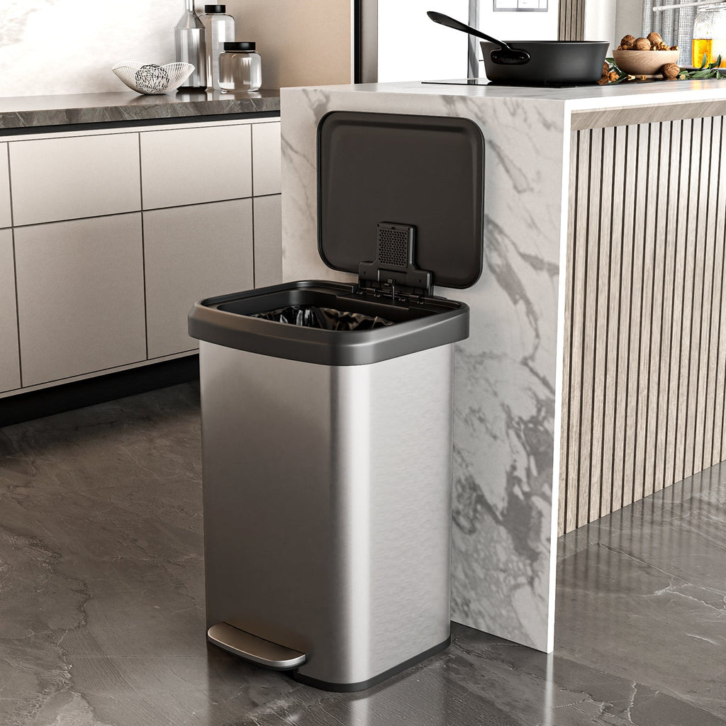 13.2 Gallon Step Trash Can with Soft Close Lid and Deodorizer Compartment