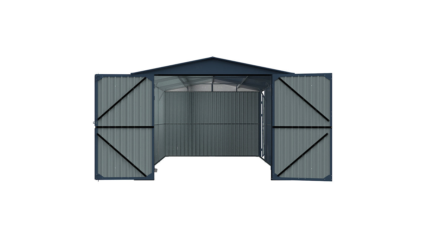 13'x20' Plus Upgraded Metal Shed w/ Double Front Doors & Side Entry Door