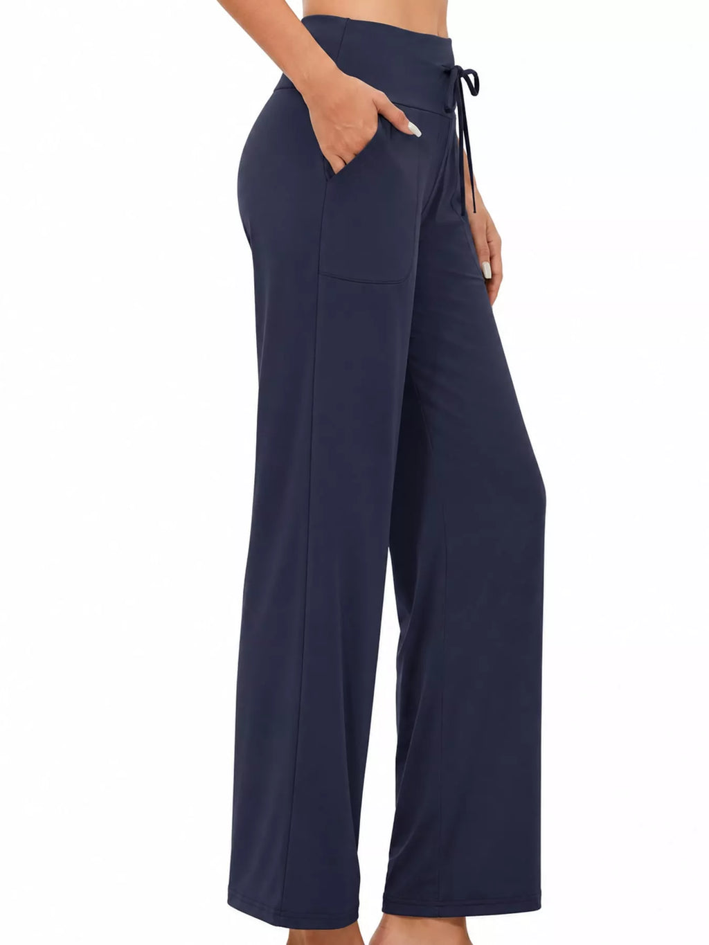 High-Waisted Wide-Leg Lounge Bottoms with Pockets