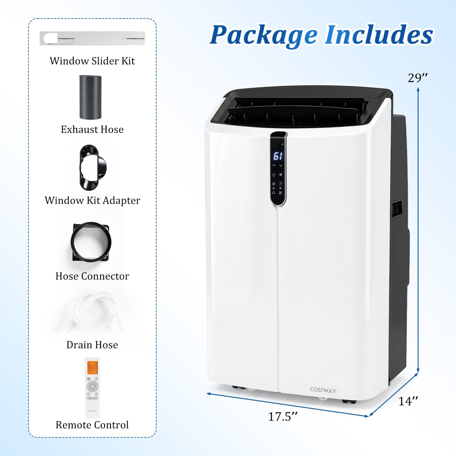 14000 BTU Smart Portable AC with APP Voice Control 47 dB for Rooms 750 Sq.Ft