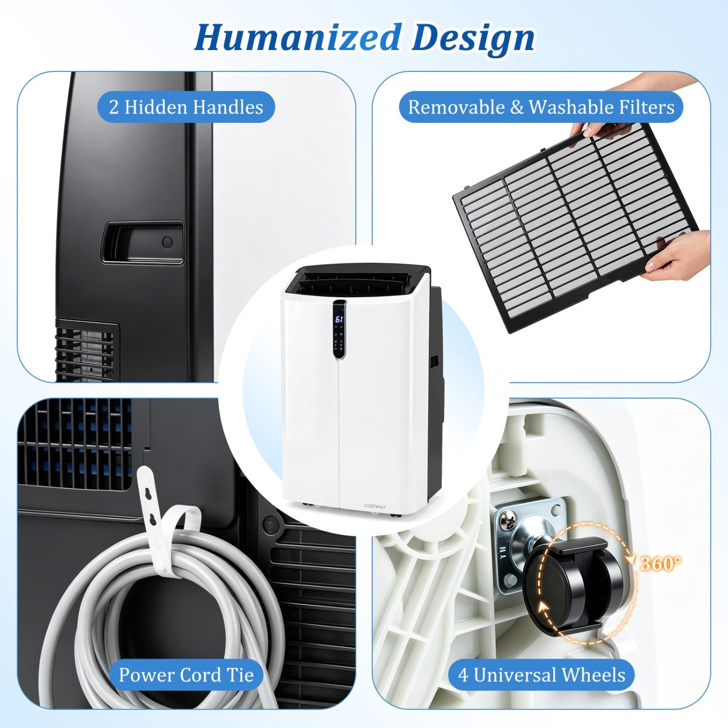 14000 BTU Smart Portable AC with APP Voice Control 47 dB for Rooms 750 Sq.Ft