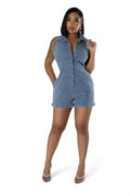 Denim Button Up Romper