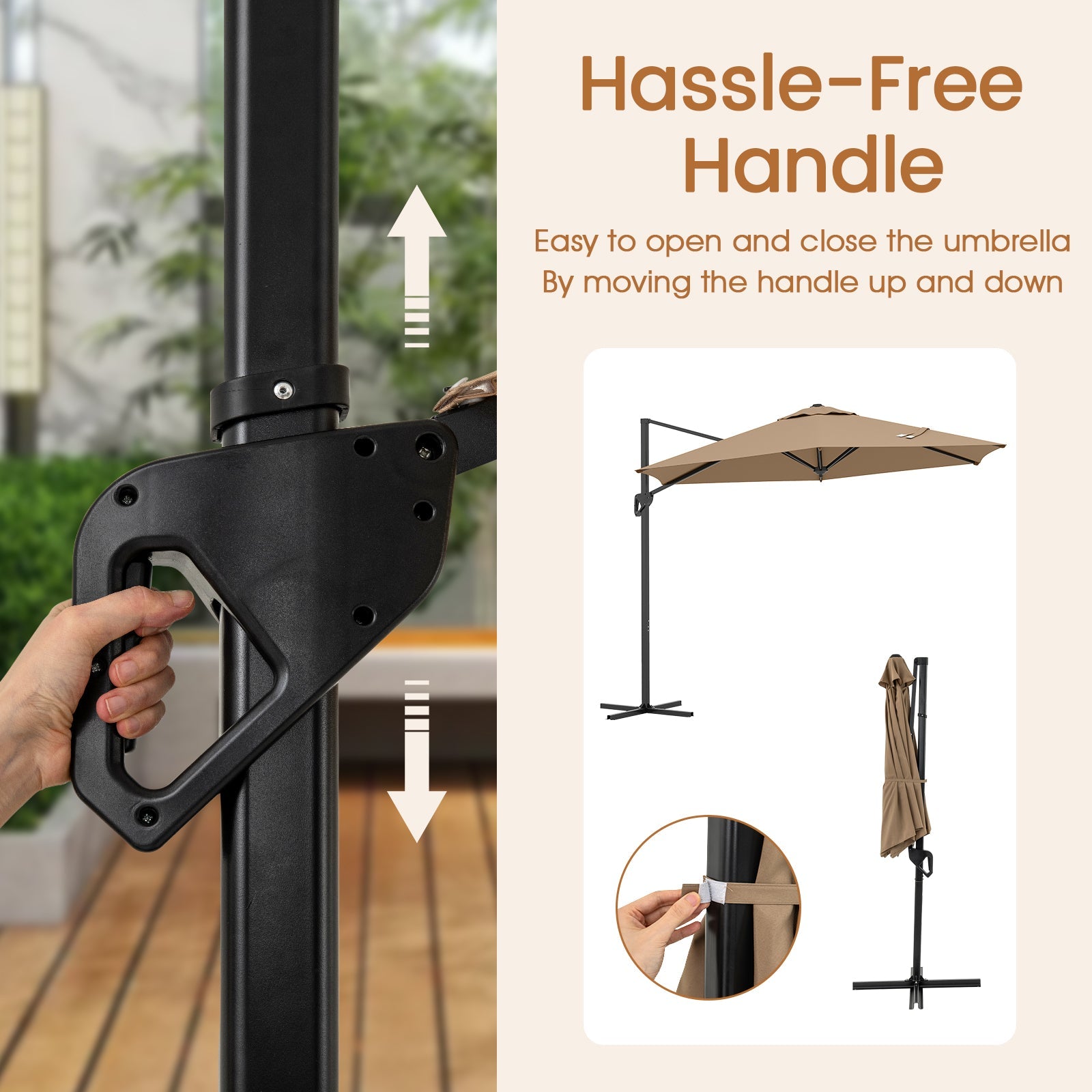 9 FT Cantilever Patio Umbrella with Vented Top and Sun-Protective Canopy