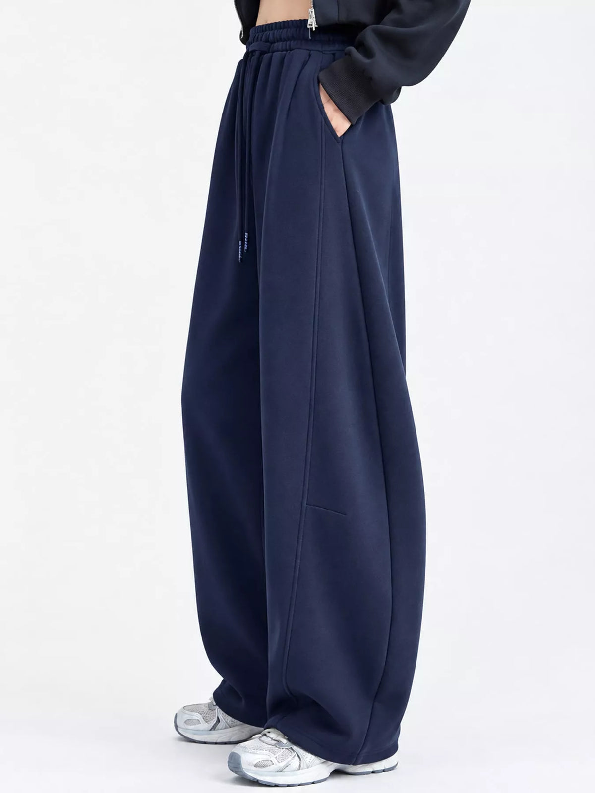 Full Size Drawstring Loose Fit Wide-Leg Sweatpants Plus Size