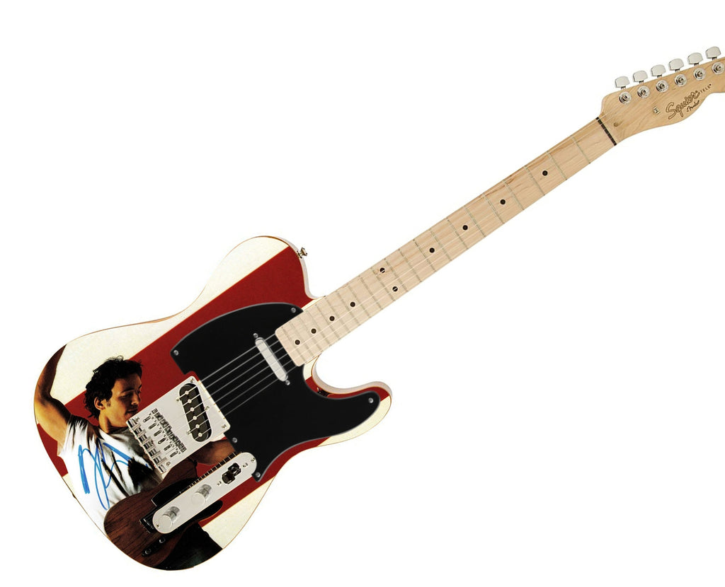 Bruce Springsteen Signed Autographed Born in USA Photo Graphics Fender Guitar