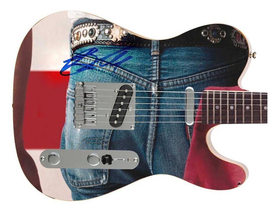 Bruce Springsteen Signed Autographed Born in the USA Photo Graphics Guitar