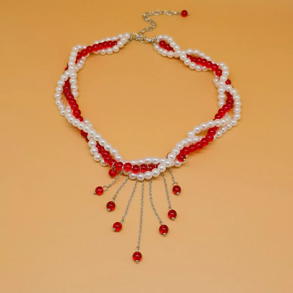 Twisted Bead Tassel Necklace