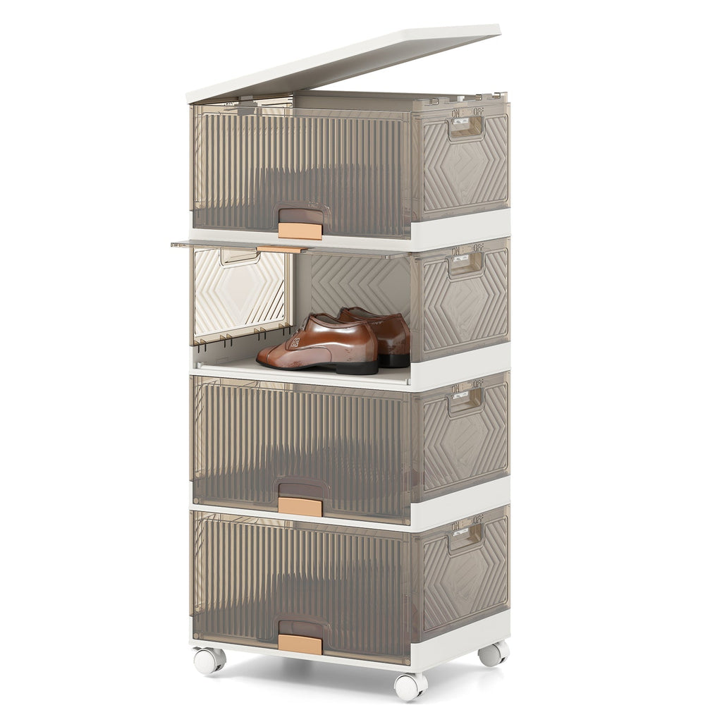 3/4/5/6-Cube Stackable Storage Bins with Detachable Wheels
