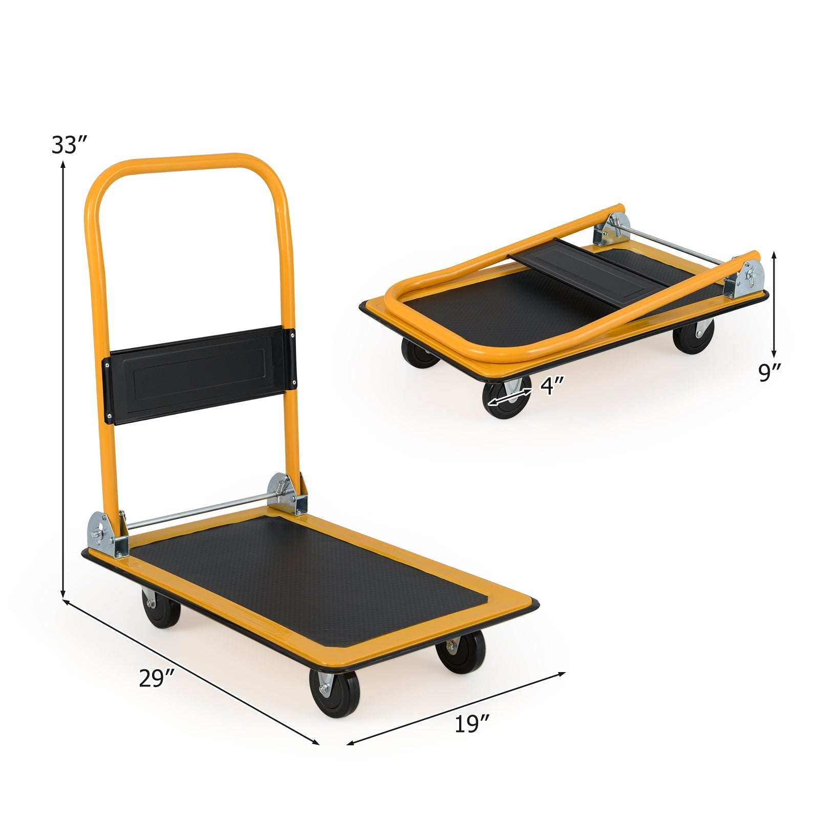 Platform Cart Dolly Foldable Warehouse Push Hand Truck-Black